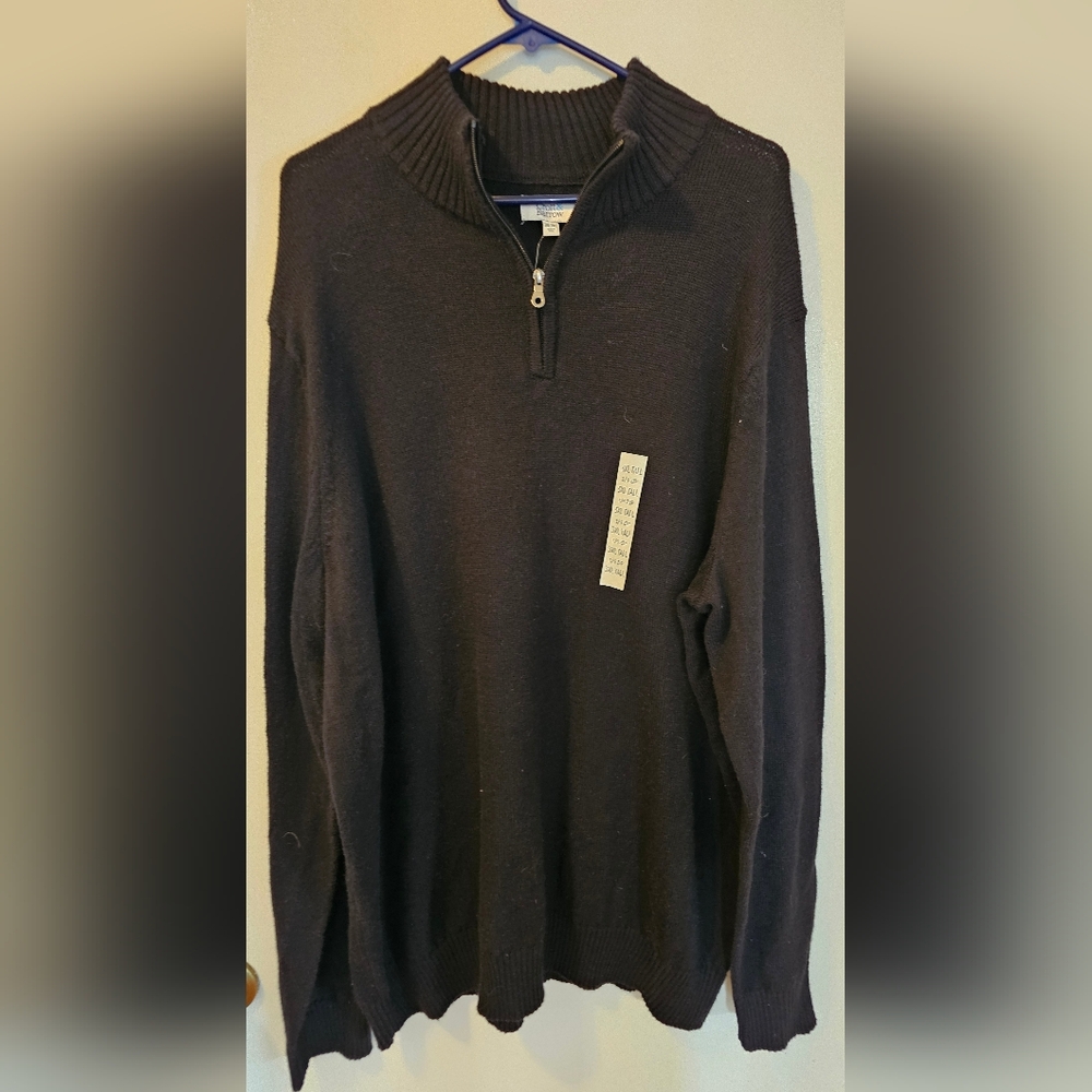 Croft & Barrow 1/4 Zip Pull Over Sweater Black Long Sleeve Men's Sz 3XL Tall NWT